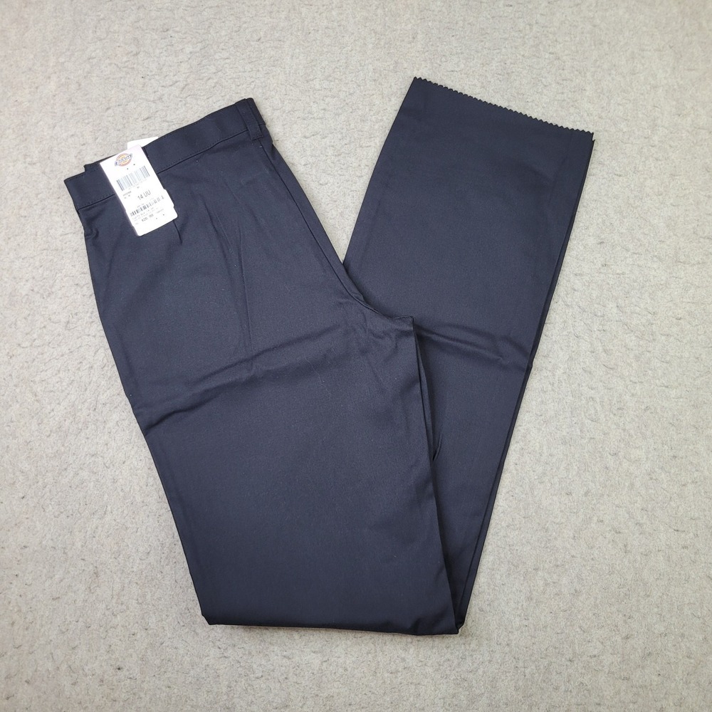 Dickies Premium Relaxed Work Pants Womens 14 UU Black Flat Front Unfinished NEW